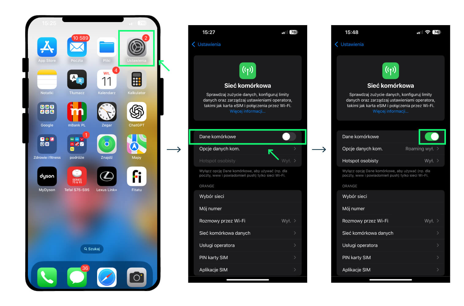 Jak ustawić internet w telefonie na iOS z z transmisji danych