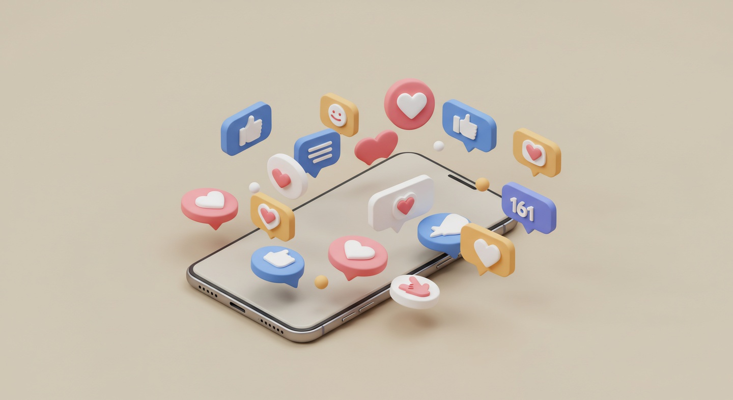 Symboliczne pokazanie ikonek związanych z social mediami