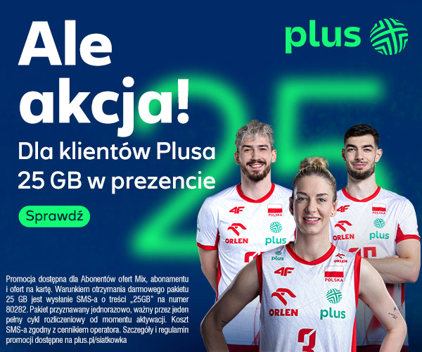Baner promujący 25GB w prezencie dla klientów Plusa