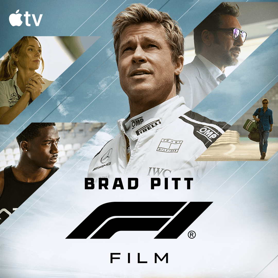 Baner promujący film "F1: Film" dostępny na Apple TV.