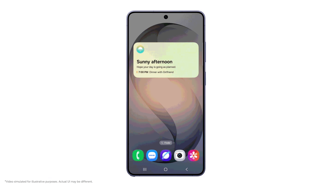 Wizualizacja pokazująca w jaki sposób działa funkcja Now Nudge w telefonach Samsung Galaxy S26