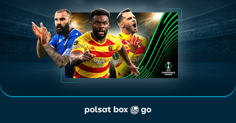 Plakat promujący wydarzenia sportowe, które można oglądać na platformie Polsat Box Go