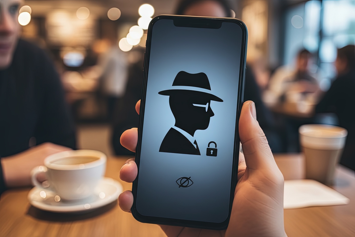 Telefon z wyświetloną grafiką trybu incognito