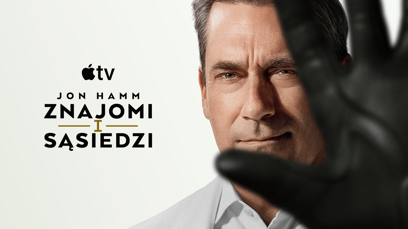 Baner promujący serial "Znajomi i sąsiedzi" dostępny na Apple TV.