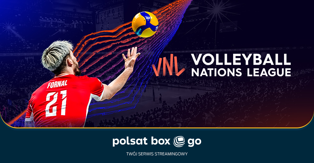 Baner promujący Ligę Narodów Siatkówki na platformie Polsat Box GO Sport