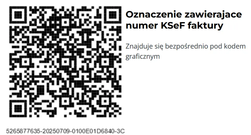 Zdjęcie przedstawiające miejsce, w którym znajduje się numer KSeF faktury.