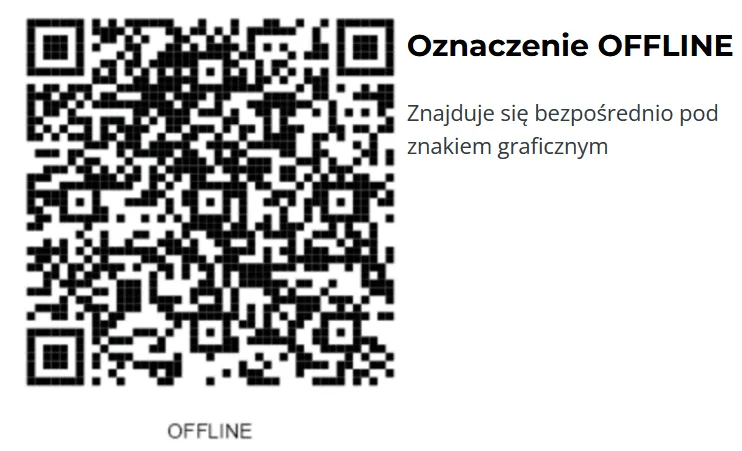 Obraz przedstawiający przykładowy kod QR z oznaczeniem OFFLINE.