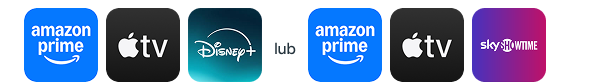 zestaw 3 streamingów: Amazon Prime, Apple TV, Sky Show Time