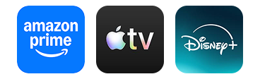 loga Amazon Prime, Apple TV oraz Disney+